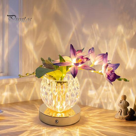 Berührungssteuerung Nachttischlampe Blume Tischlampe, 3 Farben Orchidee Nachtlicht, Wiederaufladbar Kabellos Dimmbar Künstlich Kreativ DIY Florale Leuchte LED mit