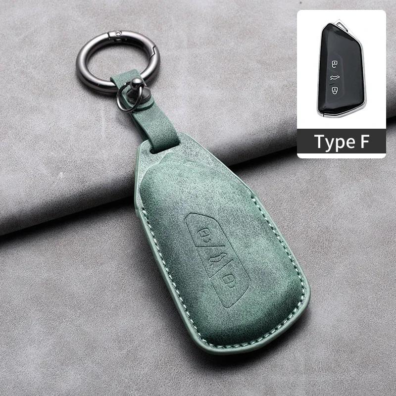 Leather Car Key Case Cover Fob Keychain For Vw Volkswagen Golf 7 Mk7 Tiguan Mk2 For Ateca Leon Fr Ibiza Skoda Octavia Kodiaq