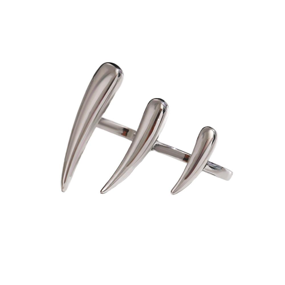 Scharfe Dornen Klauenförmiger Verbundener Ring Glänzendes Finish Unregelmäßige Geometrische Ringe Hip-Hop Stil
