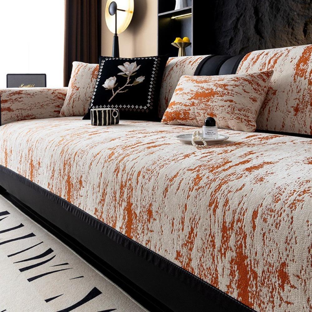 High-grade Light Luxury Black and White Chenille Four-season Universal Sofa Seat Cushion Cover Seat Cushion Dust-proof Non-slip Cover Anti-cat Scratch