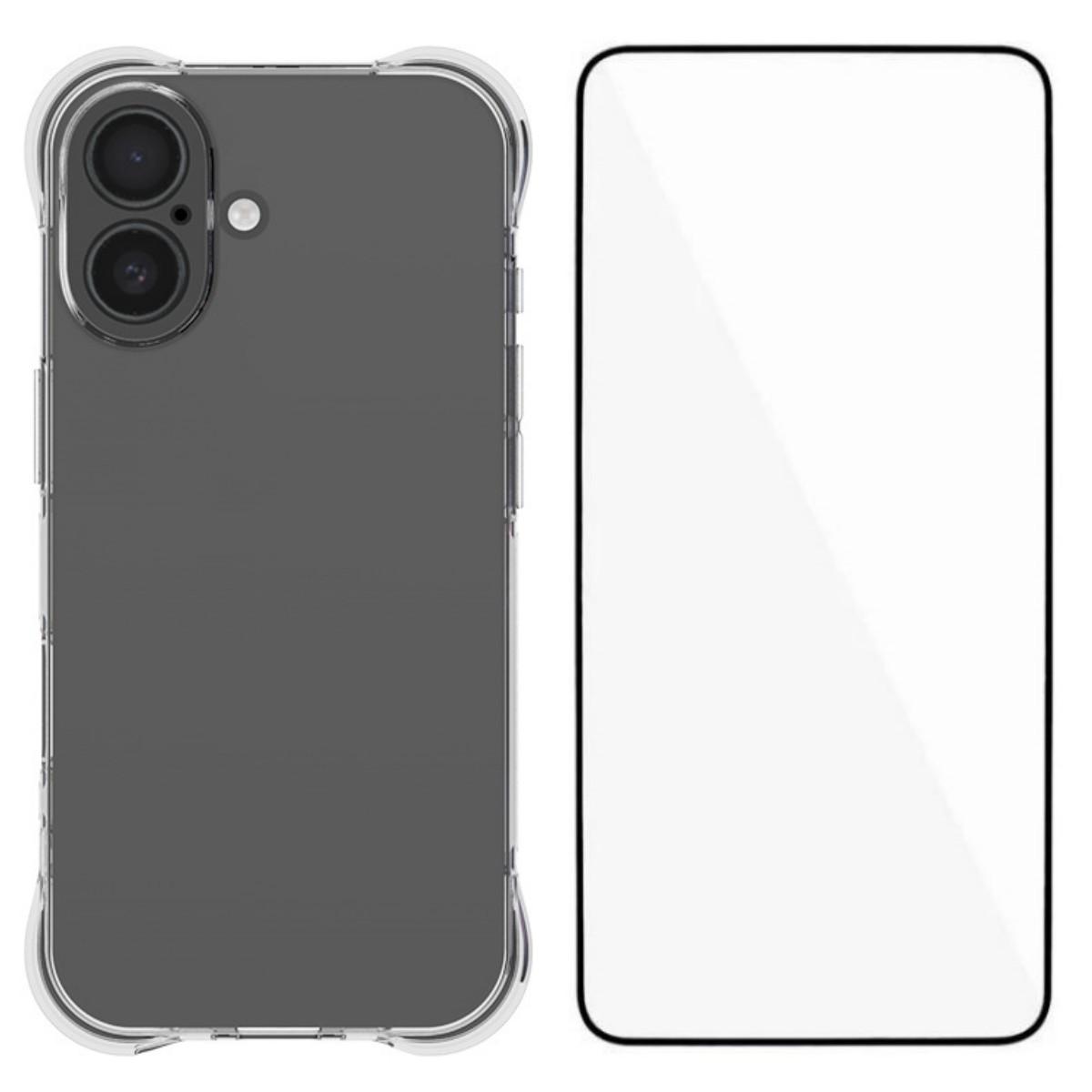 

For iPhone 17 Case WANLONFENG WL Series 2.0mm TPU Phone Cover with Tempered Glass Film Transparent