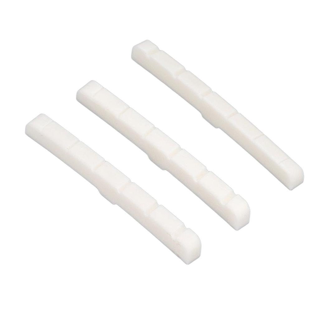 3Pcs 6 String Guitar Nut Flat Bottom Slotted Bone Guitar Nut Replacement for Tele
