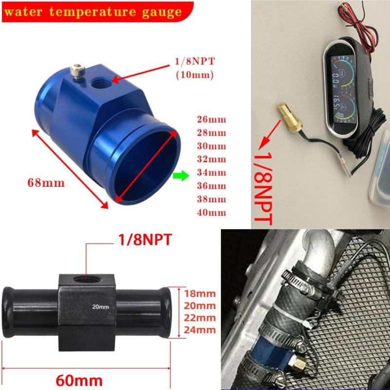 Water Temp Gauge Radiator Sensor Joint Pipe Hose Water Temperature Adapter Aluminium Alloy For Car Truck Motorcycle Size 18-40mm