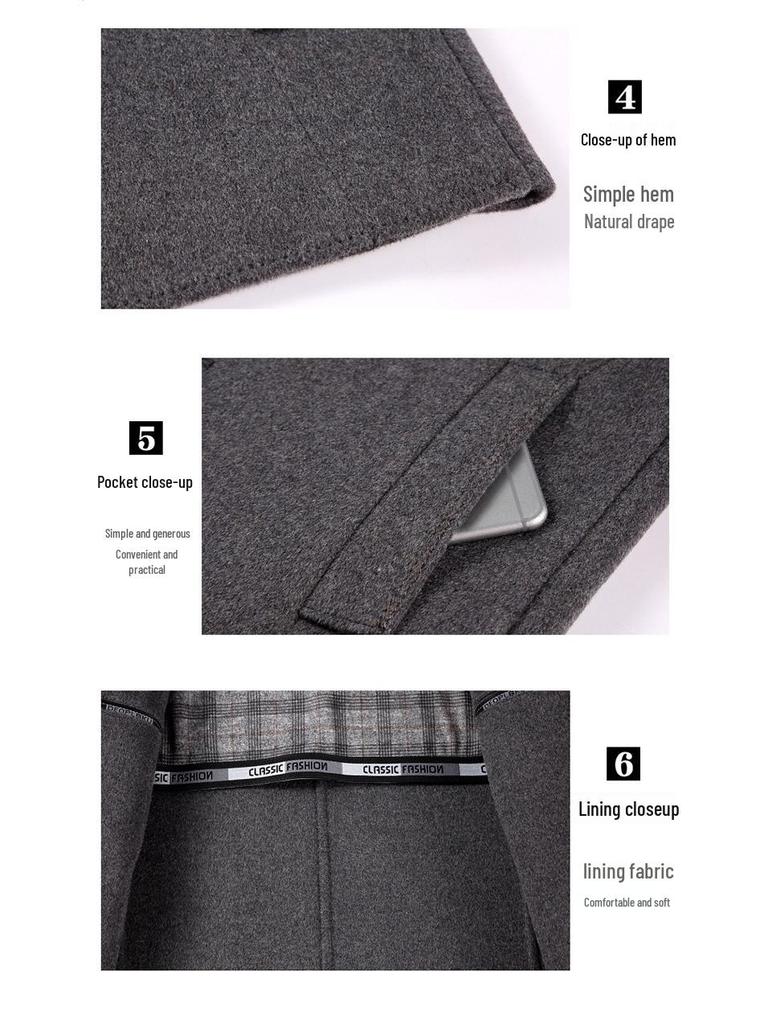 Men's Mid-Length Business Casual Double-Faced Cashmere Coat