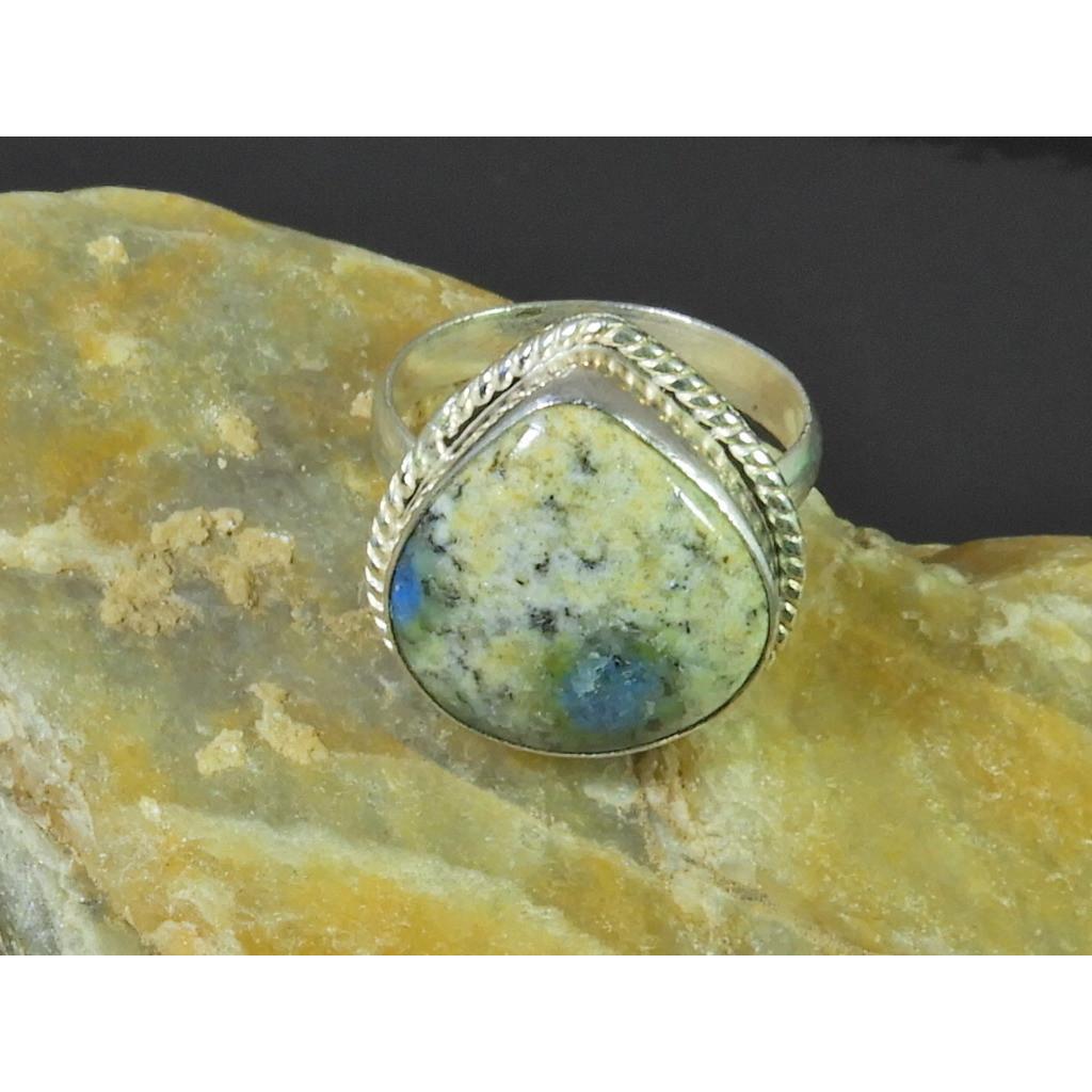 Natural K2 Jasper Solid 925 Sterling Silver Handmade Pear Ring Size US-09 MK-42