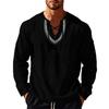 Men's Loose Casual Cotton And Linen Drawstring Collared Shirt Top
