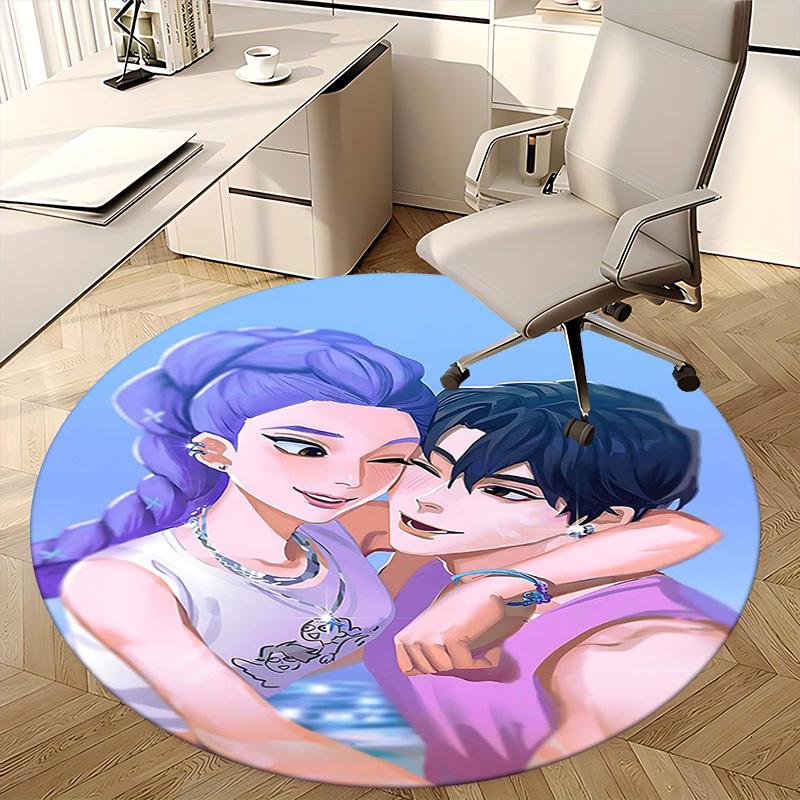 1pc Anime Design Round Carpet - Office Chair Mat with Cute Dog Print, Non-Slip Rug for Home Decor
