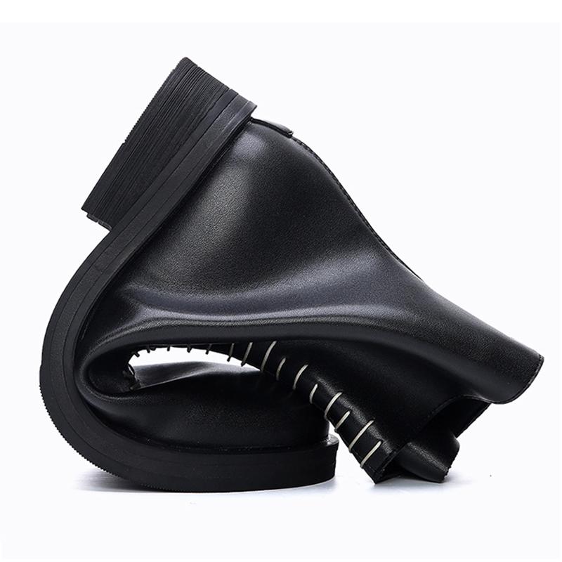 New Boots Chelsea Leather Men Ankle Shoes Wedding Dress Formal Men's Business Autumn Winter Slip-on Zip Height Increase Sole 6cm
