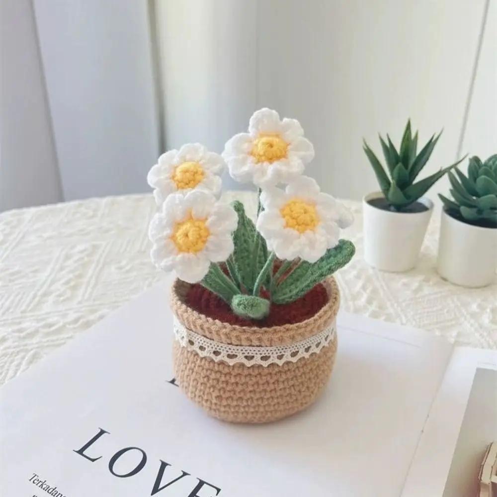Handmade Tulip Potted Flower Bundle Decoration DIY Crochet Material Bag Self Made Decoration