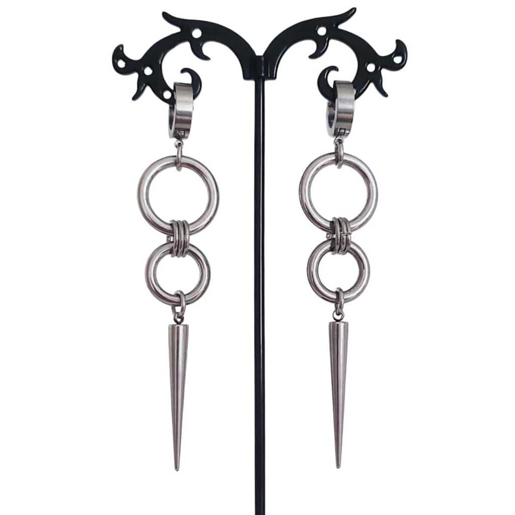 Geometric Punk Rock Stud Earrings With Black Nickel Finish For Women