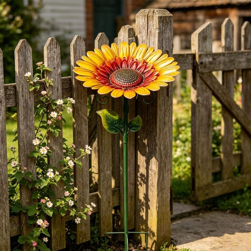 Sunflower Shape Bird Bath And Feeder Suitable For Outdoor Garden Lawn Patios Decoration With Weather Resistant Materials