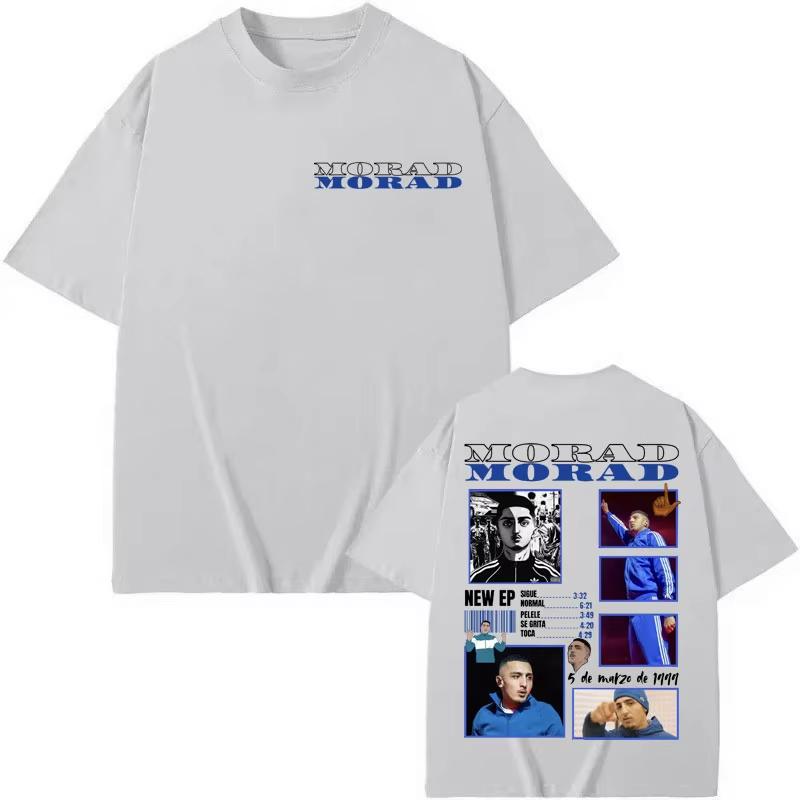 

Тур рэпера Morad 2025 Мерч Футболка Мода Хип-Хоп Винтажные Футболки с коротким рукавом Мужские Женские Повседневные Свободные Футболки из чистого хлопка S