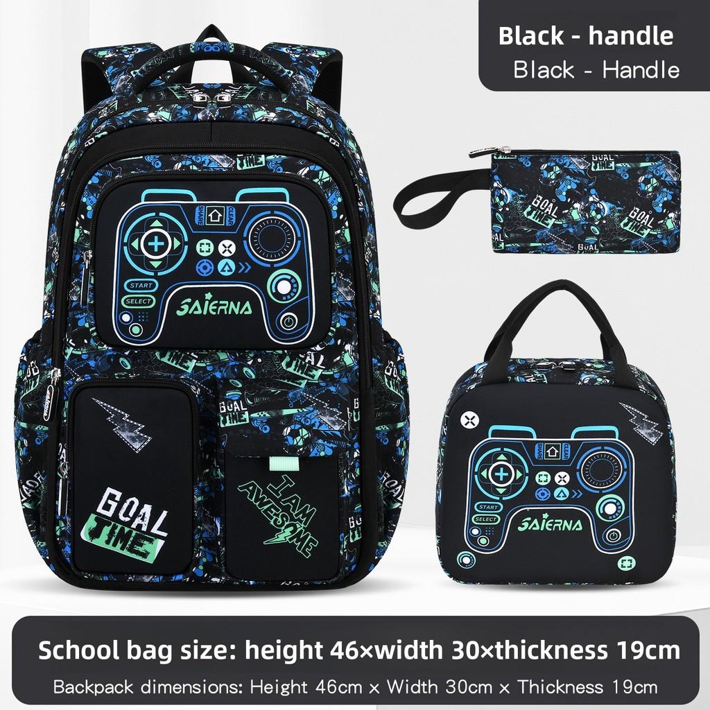 Oxford Cloth Kids School Backpack With Football Pattern And Waterproof Design For Elementary Students
