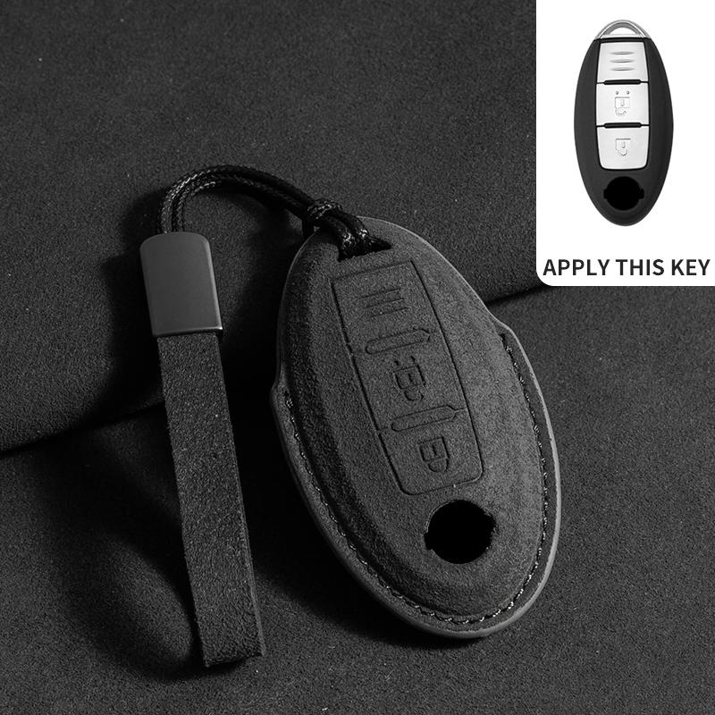 Suede Car Key Case For Nissan Rogue XTrail T32 T31 Qashqai J11 J10 Kicks Tiida Pathfinder Murano Juke Sentra Maxima Rogue Armada