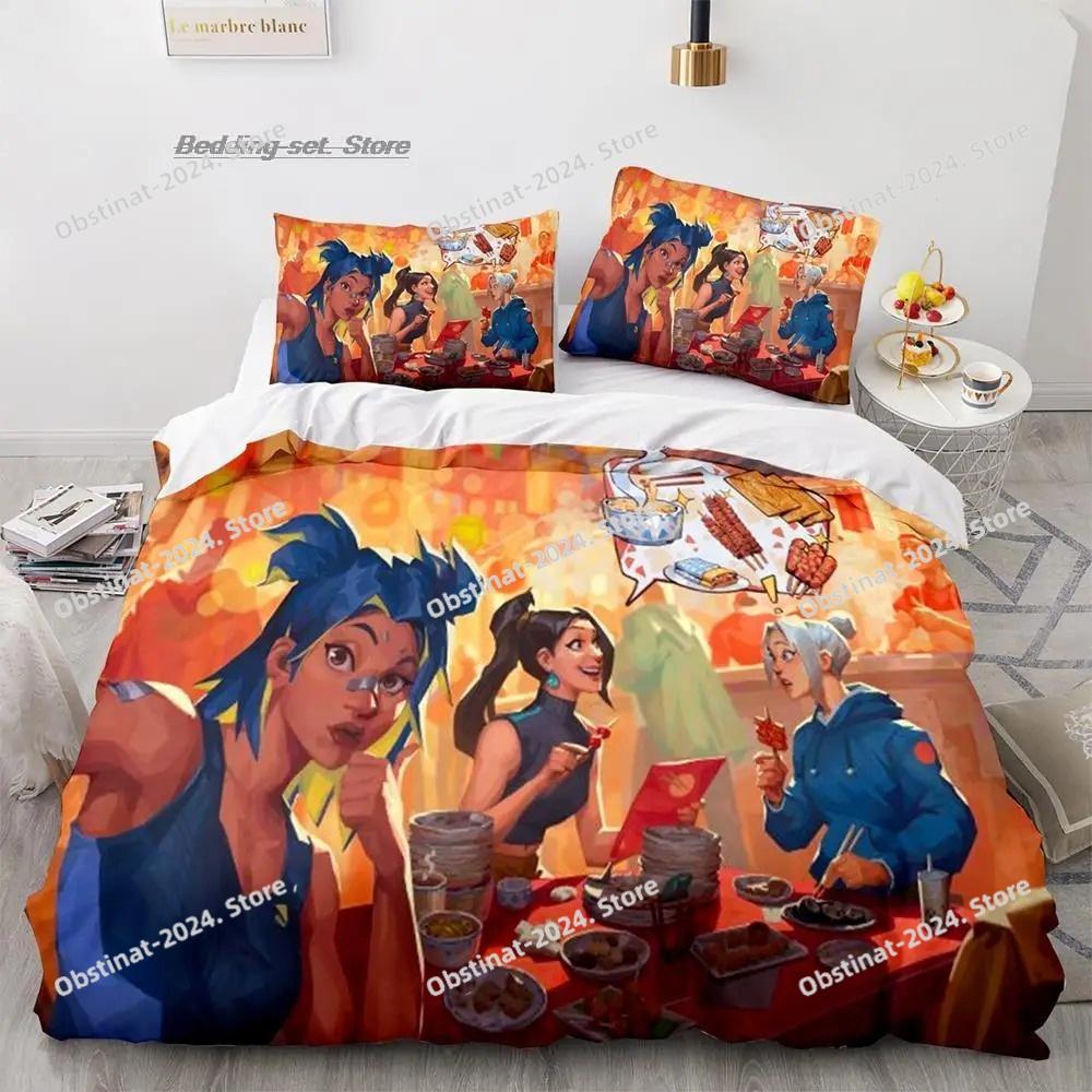 Gaming Valorant Bedding Set Single Twin Full Queen King Size Bed Set Aldult Kid Bedroom Duvetcover Sets 3D Print Anime 034