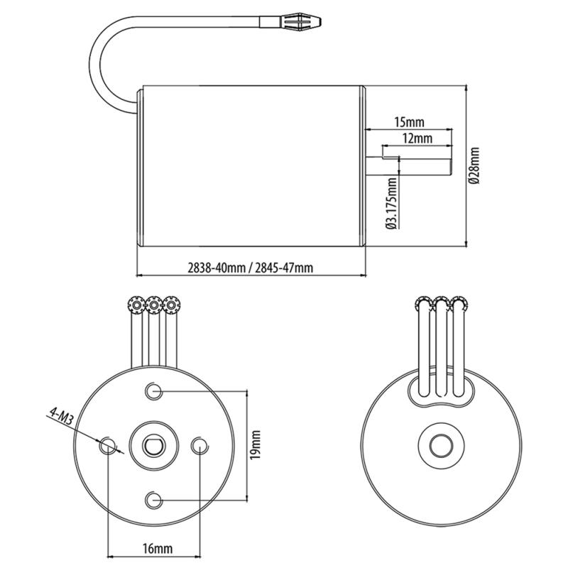 S2845 2845 3.175mm Waterproof Brushless Motor 2800kv/3700kv/4400kv/5900kv For Traxxas Trx4 Hsp 1/12