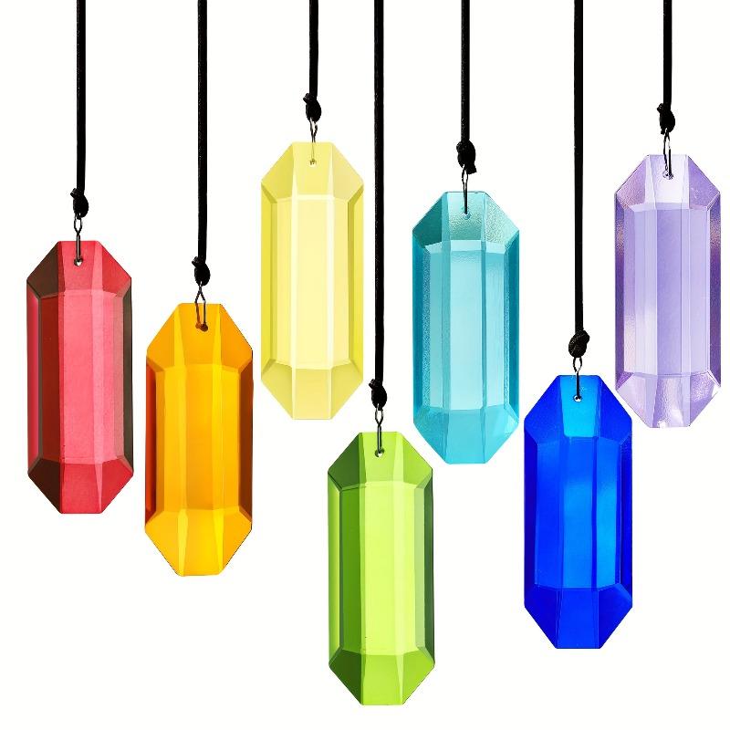 7PC Colorful Crystal Sun Catcher Ornament-Glass Wind Chime for Garden Decor Holiday Gift Elegant Outdoor Hanging Decorations