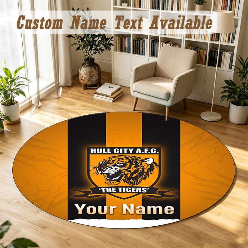 Round Rug Custom NameHull FC Pattern Non Slip Carpet Home Floor Decor