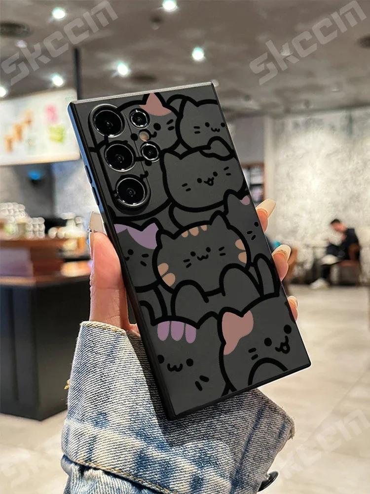 Cartoon Animal Cute Cat Phone Case For Samsung Galaxy S24 Ultra S23 FE S22 S20 Plus A15 A35 A50 A51 A54 A55 A71 A72 A73 Cover