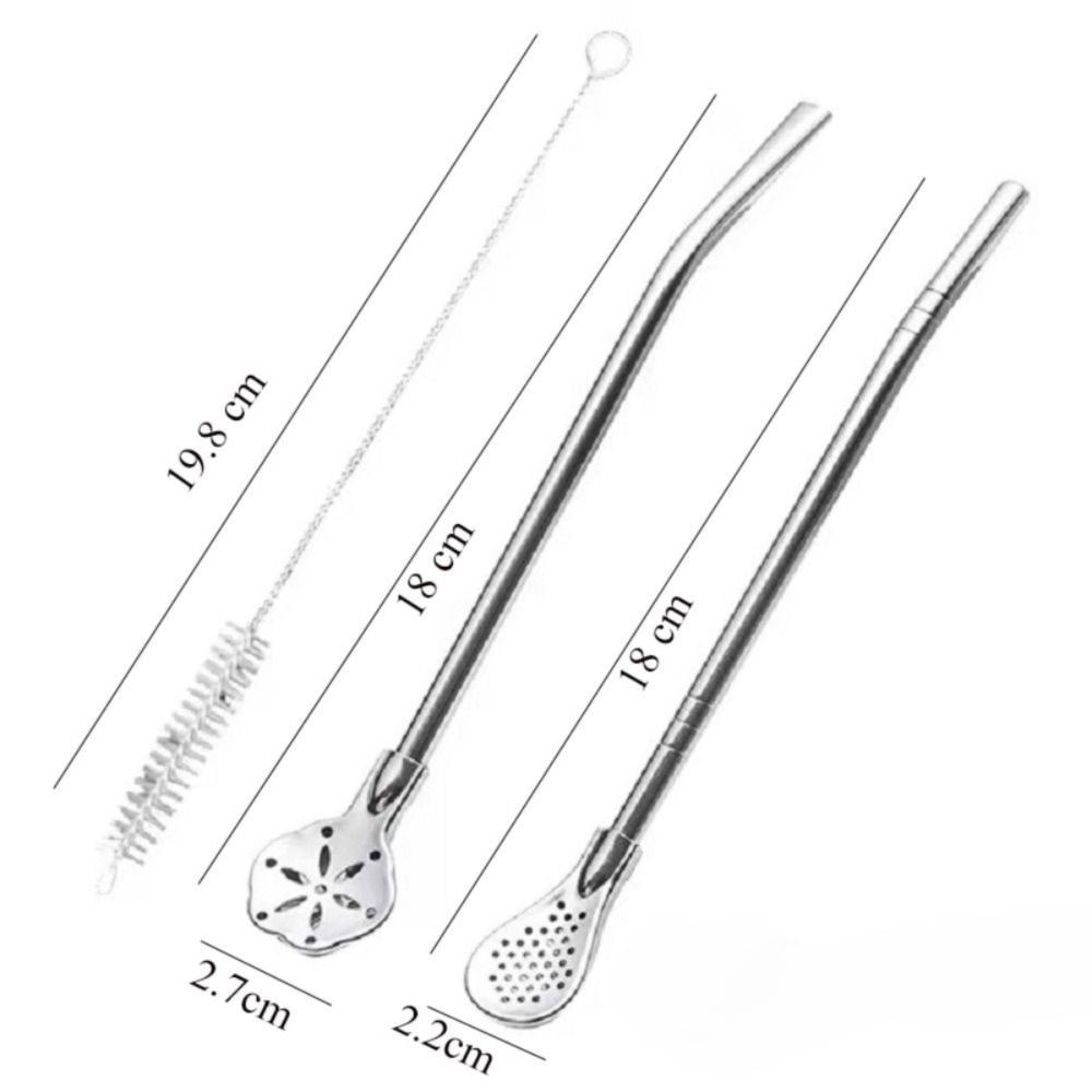 2/4Pcs Bombilla Gourd Yerba Mate Filter Easy Cleaning 2 IN 1 Straw Spoon Tea Filter Bar Accessories