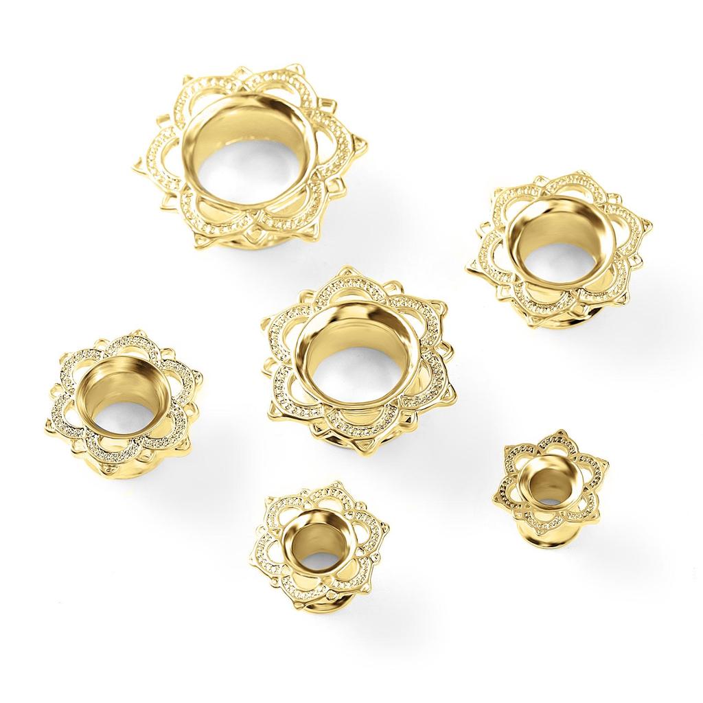 Personalized Stainless Steel Flower Ear Expander Piercing Jewelry