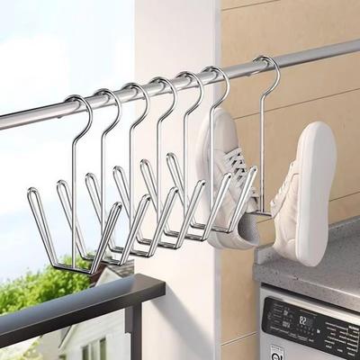 Outdoor Balcony Shoe Drying Rack with Hook for Bathroom, Sandals, and Dormitory Storage.