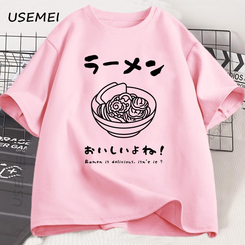 Raunisex T Shirt Japanese Tshirt Food Lover Kawaii Japanese Streetwear Foodie Noodle Tshirt Unisex Unisex Cotton Short Sleeve Tees