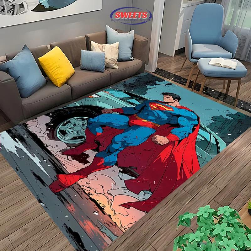 Superman Carpet, Bedroom Floor Mat, Living Room Sofa Bed Mat, Non-slip Exquisite Home Decor, Durable Machine Washable Rug