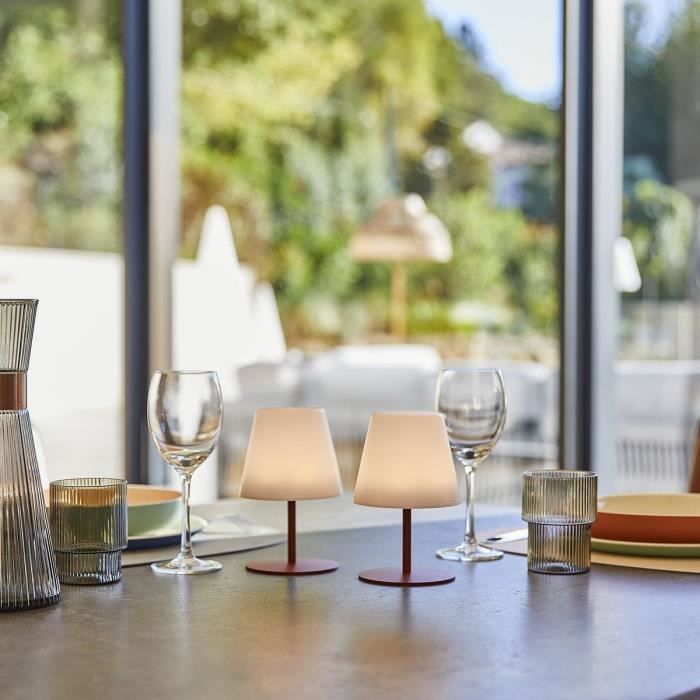 Set de 2 lampes de table sans fil - LUMISKY - TWINS - Terracota - H16 cm - LED