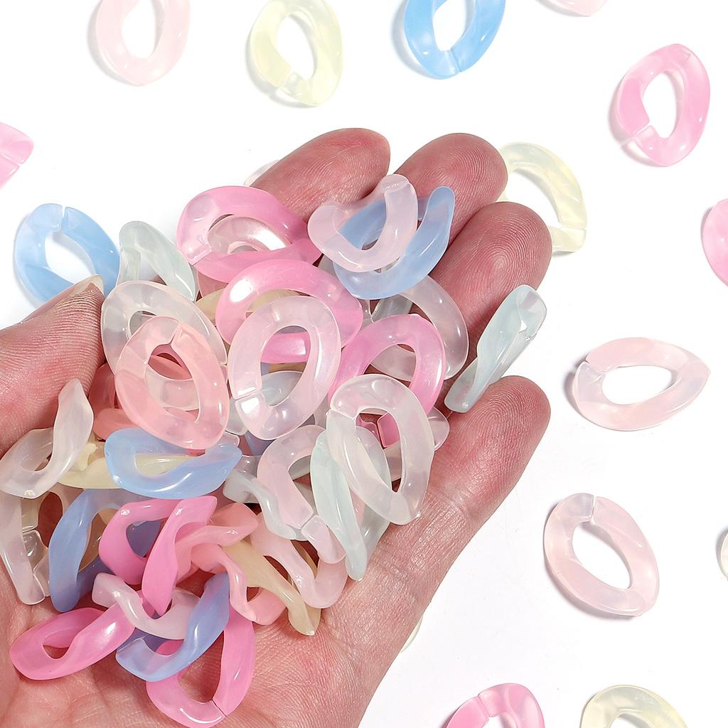 50pcs/lot Dreamy Candy Color Acrylic Chain Buckle For Jewelry Making Connectors DIY Necklace Bracelet Earrings Accessories