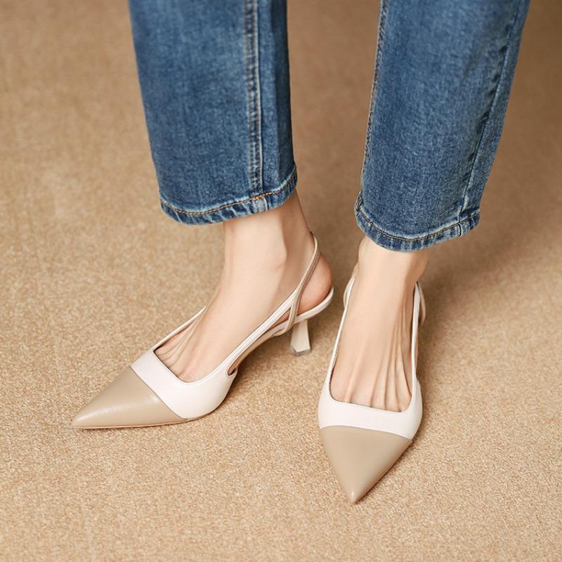 Back Empty Pointed High Heels French Stiletto Sandals Baotou Soft Sole Single Shoes