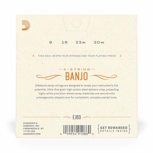 D'Addario Tenor Banjo Strings, Nickel, Medium, 4-String, .009-.030, EJ63