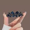 1Pcs Alloy Butterfly Spring Hair Clip, Exquisite Glass Crystal Elegant Horizontal Top Clip for Half Up Hairstyle