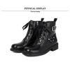Women's Retro Thick-Sole Round-Toe Leather Knight Boots, Chunky Heel, Plus Velvet, Western Cowboy Style, Sizes 34-47
