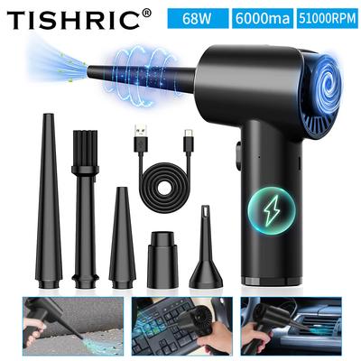 TISHRIC Air Duster Air Blower For Computer Keyboard Car Cleaning 68W 51000 RPM Dedusting For PC Crumbs Car Keyboard Cleaning Kit