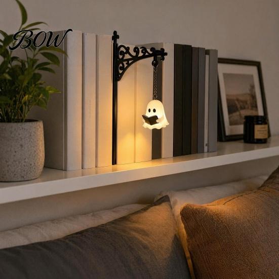 Jedinečná čtecí lampa Duch Knihovna Světlo, Roztomilá lampa, Retro Všestranná závěsná dekorace Zarážky na knihy Světlo pro Halloween Knihovna Pracovna