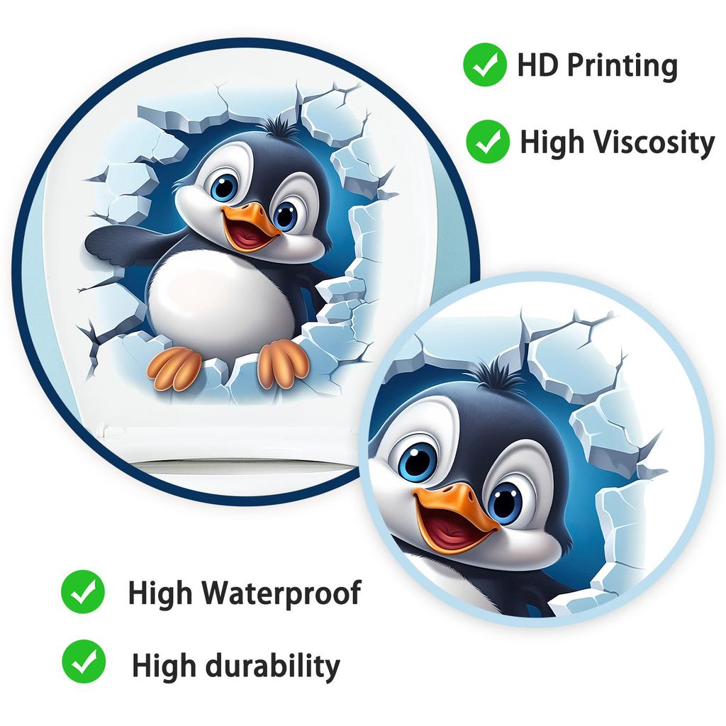 Süßer 3D durchbrechender Wand-Entenküken-Toilettenaufkleber Selbstklebend Abnehmbar Wasserdicht für Badezimmer Heimdekoration