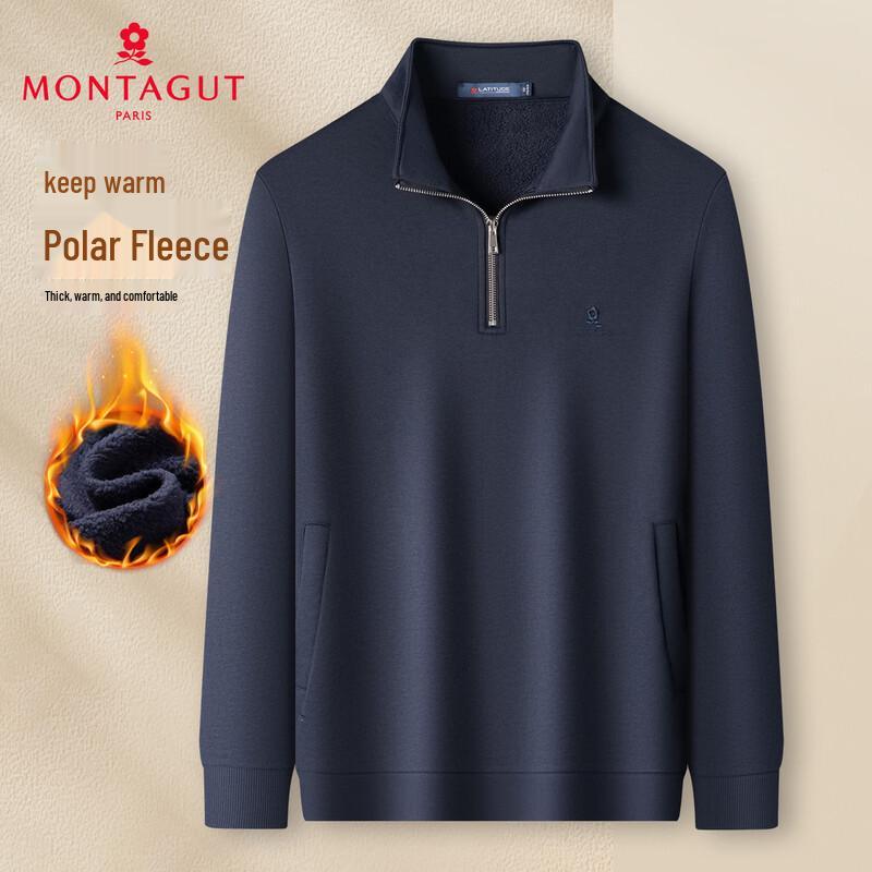 MONTAGUT Men s Thick Warm Fleece Semi-High Collar Sweatshirt XL