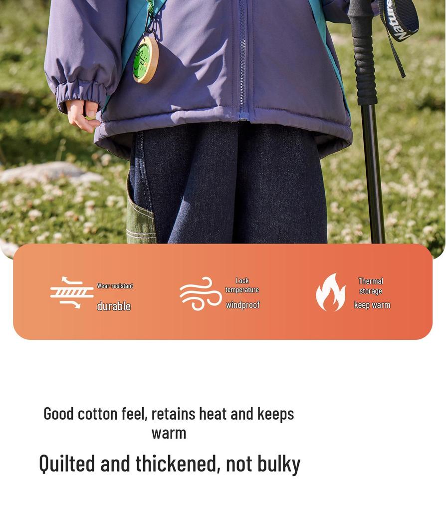 European Boys' Contrast Color Waterproof Thick Winter Jacket 2025 - New Baby & Toddler Cotton Outerwear