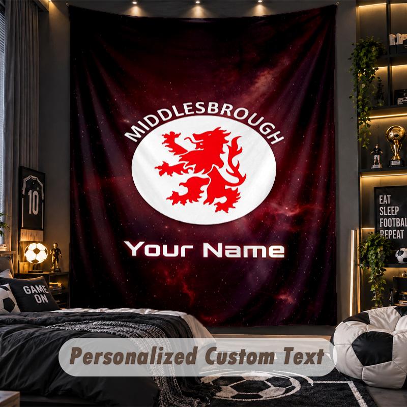 TapestryMiddlesbrough FC Custom Name Text Personalized Wall Hanging Tapestry Home Wall Decor