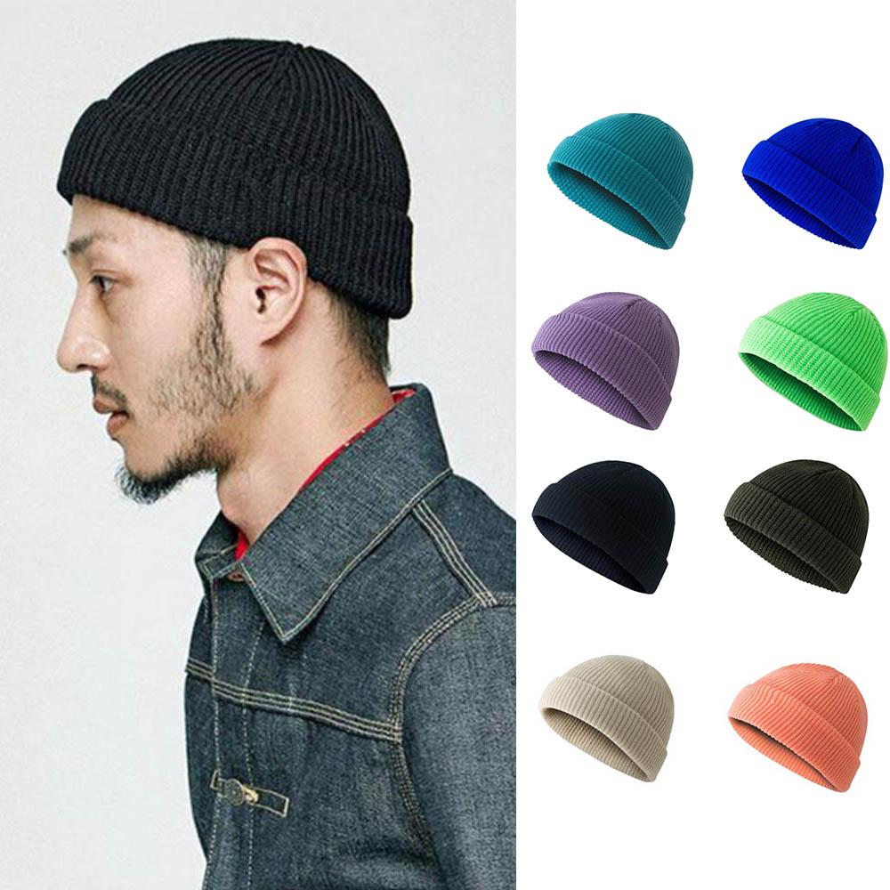 

Unisex Casual Autumn Winter Women Solid Color Men Melon Cap Knitted Hat Woolen Hat Wool