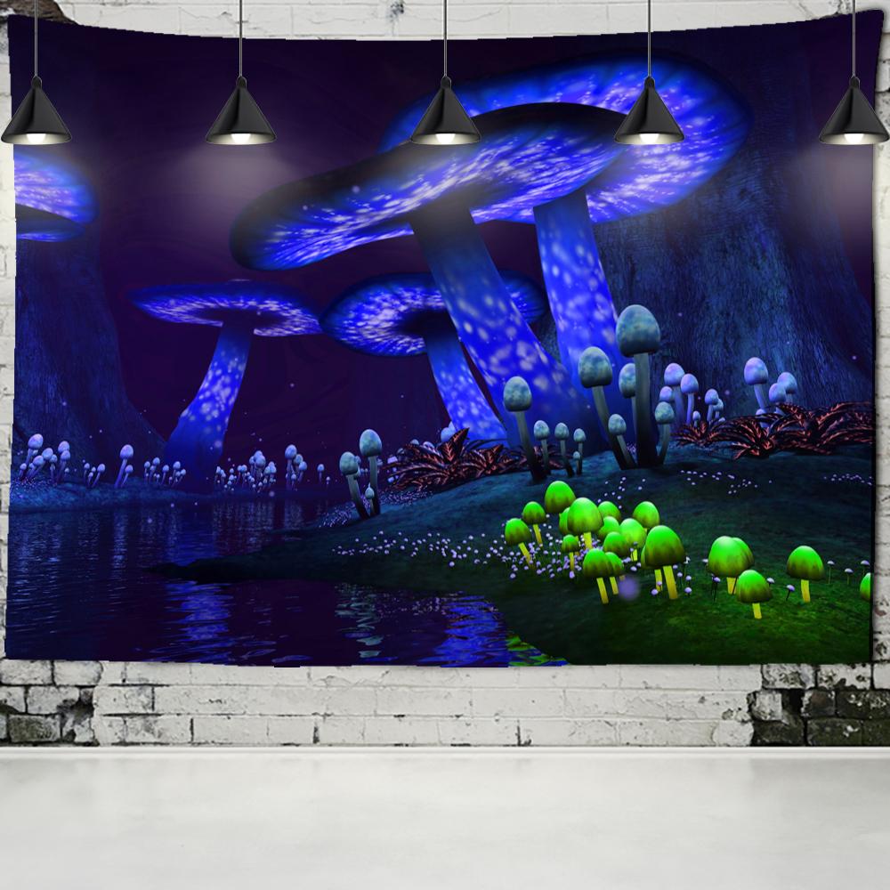 Tapeçaria de cogumelo psicodélico para pendurar na parede, mandala boêmia, bruxaria, mistério, decoração de dormitório, quarto
