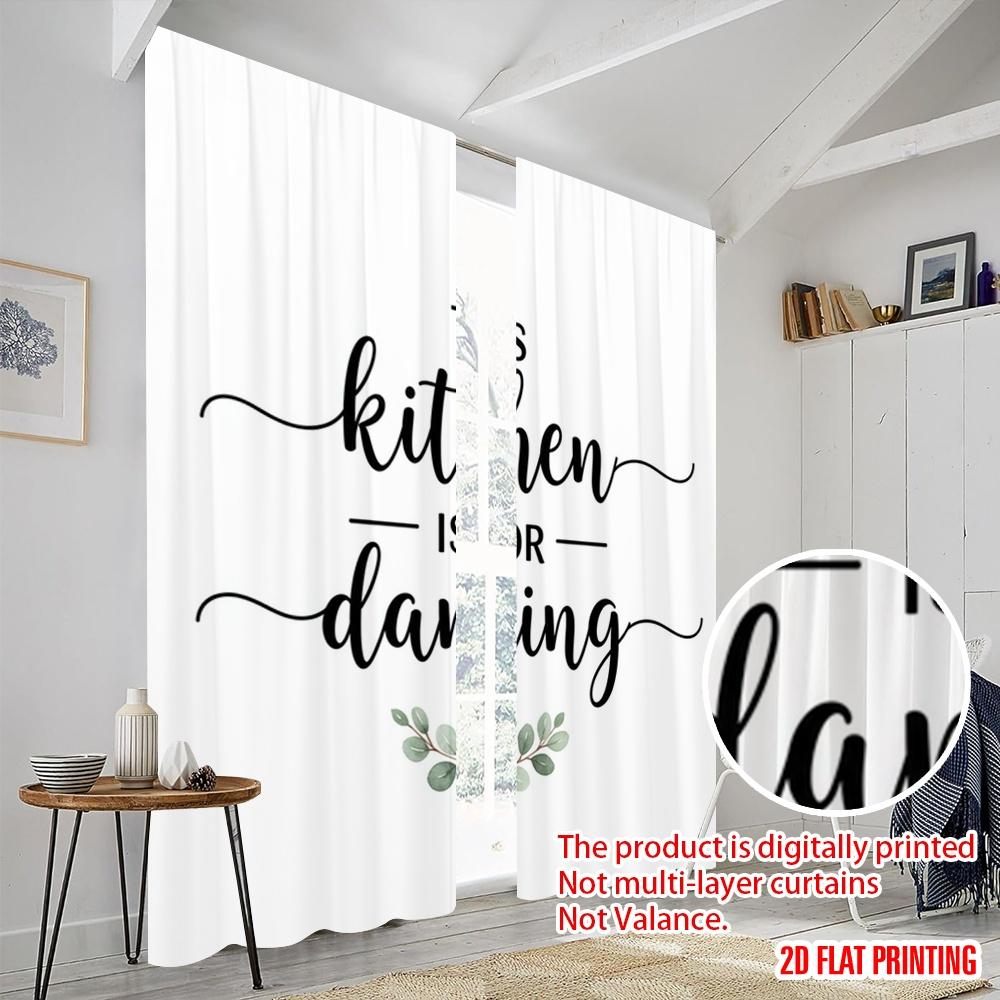 2pcs 2D flat printing Party Curtain Kitchen Dancing Eucalyptus Polyester Without Electricity Family Party Perfect for Outdoor
