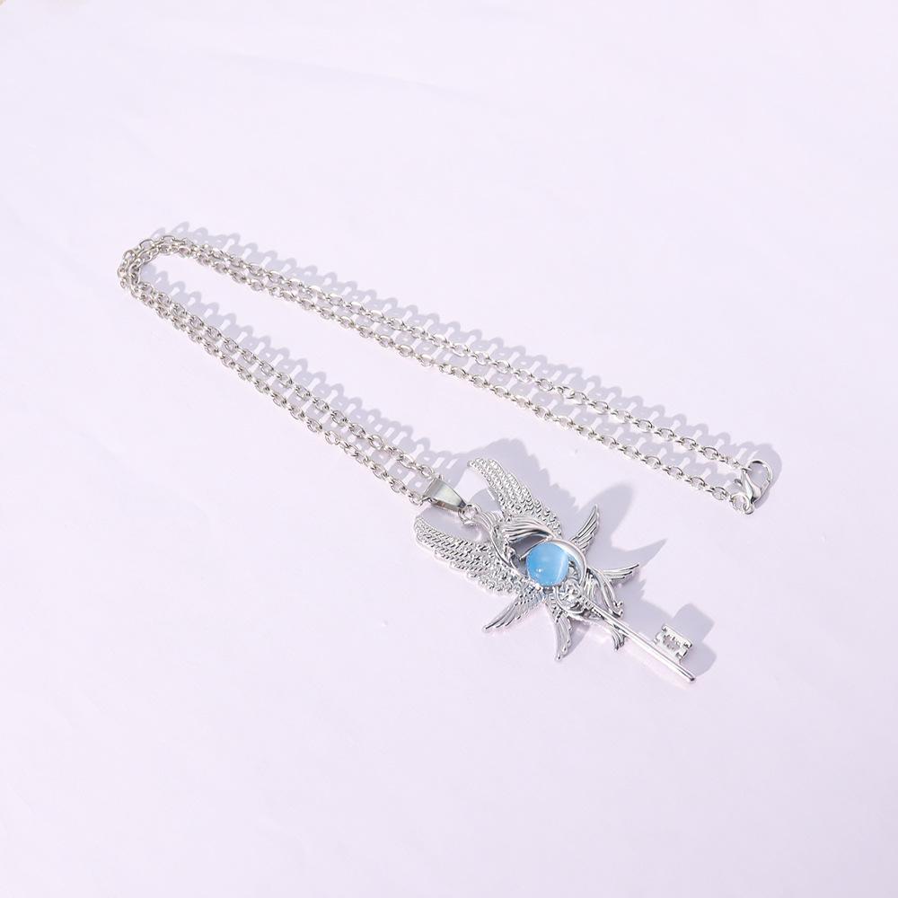 Retro European Moonlight Gem Angel Wings Pendant Necklace - Trendy Unisex Jewelry