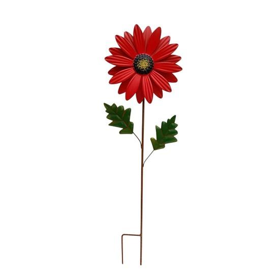Metal Sunflower Garden Stake Decorative Iron Sunflower Stake Outdoor Flower Yard Art Stake for Patio Lawn Pathway Flower Bed Decor красный