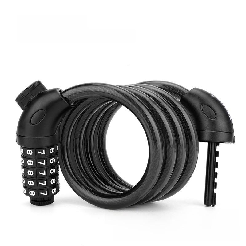 Bicycle Lock Five Digit Combo Steel Wire Lock With Keyless Security For Mountain Bike And City Cruiser