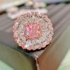 Super Shiny Full Diamond Colored Treasure Ring, Pillow-Shaped Argyle Pink Diamond Temperament Light Luxury Socialite Ring