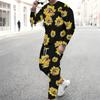 Men Sunflower Skull Flag Print Long Sleeve Sweatshirt And Drawstring Jogger Pants Casual Two Piece Streetwear Outfit