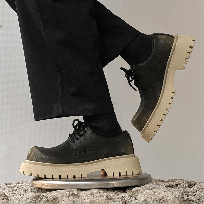 Derby shoes 2024 new Mickey big head shoes business casual platform round head leather shoes 5740-J