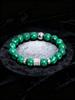 Malachite Bracelet Beaded 10mm Green Stone Natural with Stainless Steel Cylindrical Beads for Energy Healing Reiki Charm Jewelry